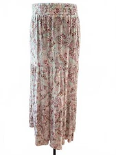 I.N. Studio NWT Tiered Maxi Skirt-Size 1X-Burgundy Mint Yellow Pink