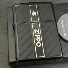 Zippo Oil Lighter Matte Black Carbon Black Fire Logo Regular Case Japan