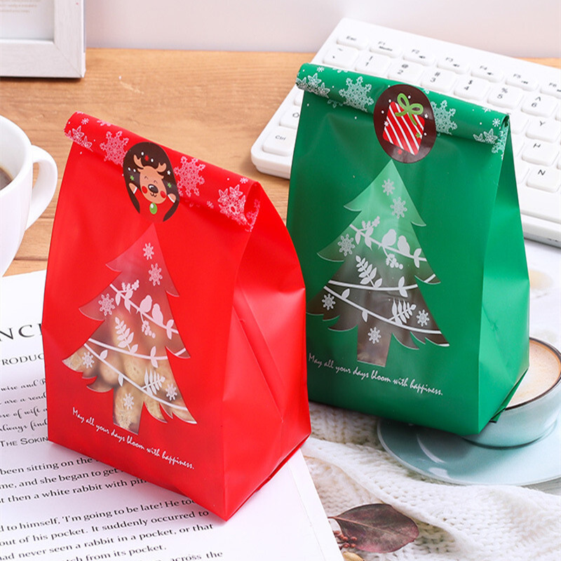 50X Christmas Cellophane Bags Party Cello Cookie Sweet Candy Biscuit Gift  Bag