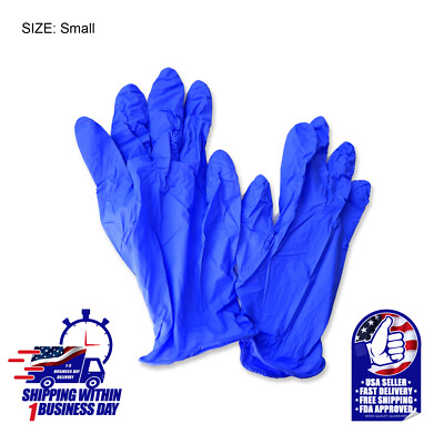 100PCS DISPOSABLE NITRILE GLOVES, XS-S-M-L-XL, BLUE, PURE NITRILE