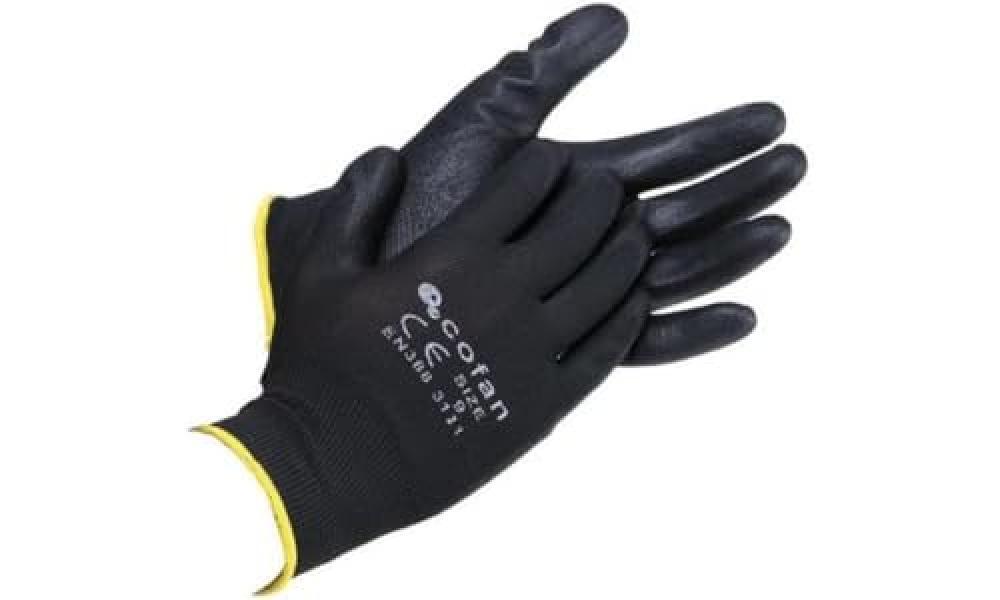 (TG. T-7) GUANTE 100% POLIEST.IMPREG. PU NEGRO T-7 - Unid: 12 - NUOVO