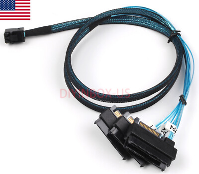 HD MINI SAS SFF 8643 to 4X SFF (29Pin) 8482 SAS Drive Connector Power Cable 1M