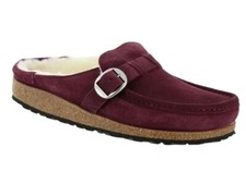 Birkenstock Buckley Shearling Suede Clog-Maroon-Euro 37 Narrow-US 6-NEW
