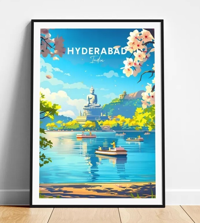 Hyderabad travel print India travel poster, Hyderabad poster