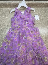 Girls Size 4 Lilac Floral Dress By Pinky Los Angeles Adorable 