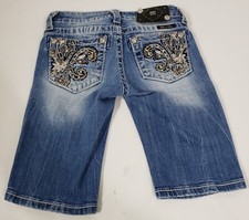 MISS ME Girls Bermuda Sz 10 Jean Shorts JK5465M4 Rhinestone Pockets