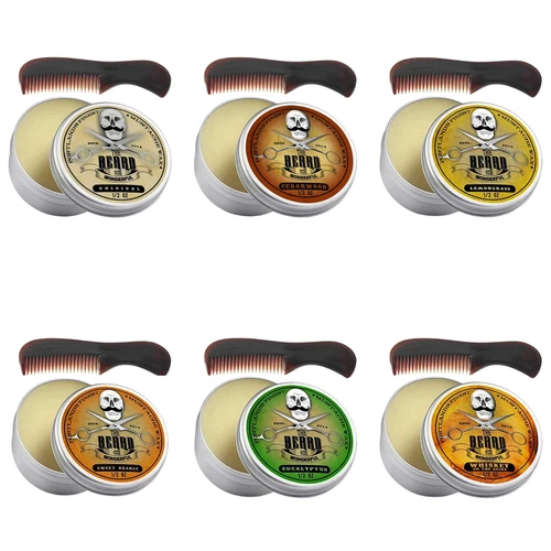 Moustache Wax 15/30ml & Beard Comb Set Mens Grooming Styling Twists Curls Points