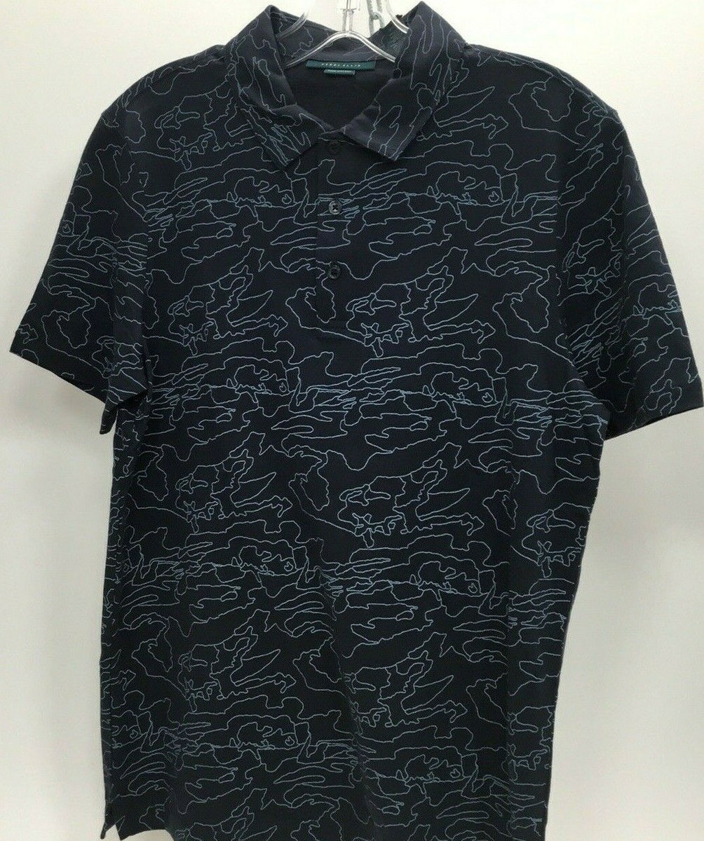 Perry Ellis Men's Space Dyed Pattern Knit Polo, Navy, S | eBay