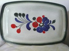 Wächtersbach Servierplatte Keramik blaue Blume Kuchenteller rechteckig Platte 