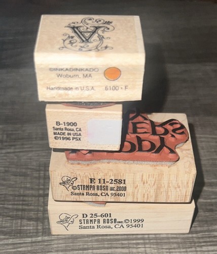 Lot (4) A Happy Fathers Day Heart Hammer Wooden Rubber Stamps Made In USA - Picture 5 of 10