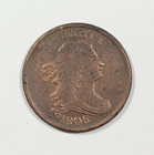 1806 Small 6 No Stems Draped Bust Half Cent 1/2c Cleaned