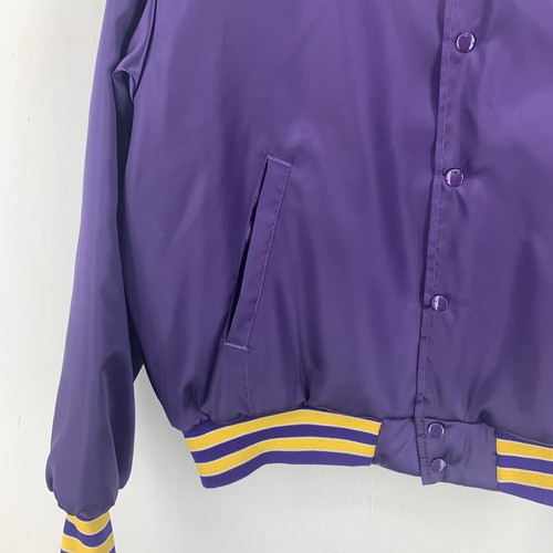 Vintage Swingster Men’s XL Purple Gold Bomber Jacket Satin Varsity Letterman - Picture 2 of 7