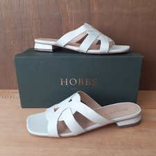 Hobbs Leather Sandals White Alexandra Sliders Flats UK 7 New in Box 