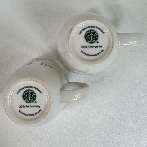 Set of 2 STARBUCKS Barista Coffee Tea MUGS 30th Anniversary 6 Oz White 2001 - Picture 12 of 15