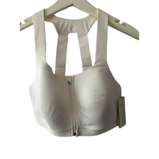 All in Motion High Support Zip Front White Sports Bra Women's Size 36C NEW