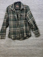 Orvis Shirt Mens Large Green Plaid Flannel Button Up Long Sleeve Casual