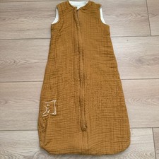 IKEA Baby Sleep Sack Muslin Cotton Sleeveless Wearable Blanket Mustard Cat Zip