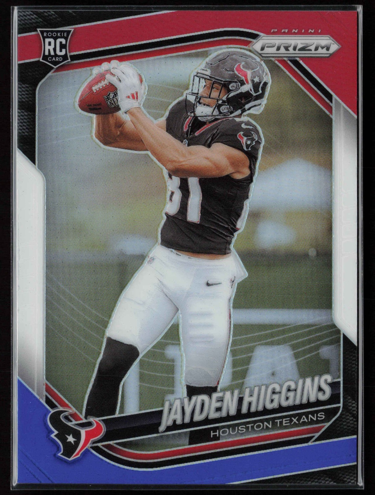 2025 Panini Prizm #376 Jayden Higgins Red White & Blue Prizm RC NM