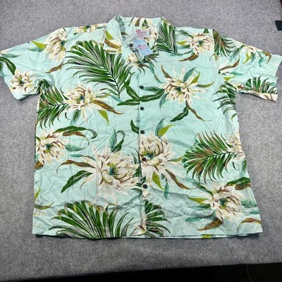 Hawaii Hangover Mens 2XL Hawaiian Shirt Mint Green Tropical Floral Aloha Button