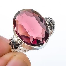 Pink Amethyst 925 Sterling Silver Boho Ring s.7.5 R7459-61