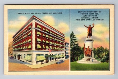 Frederick MD-Maryland, Francis Scott Key Hotel, Advertisement, Vintage Postcard