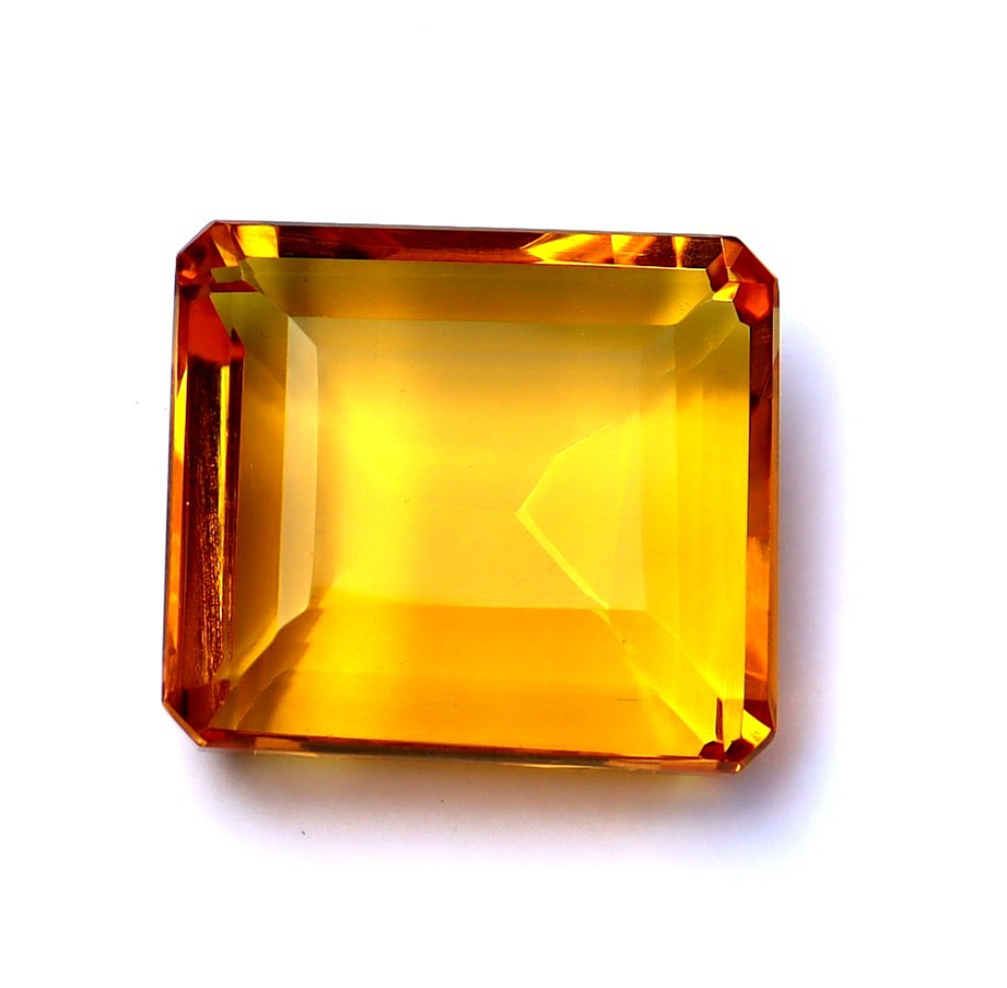 91 Ct Natural Golden Yellow Citrine Emerald Cut Loose Gemstone Certified