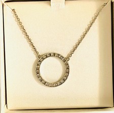 sterling silver diamond circle necklace