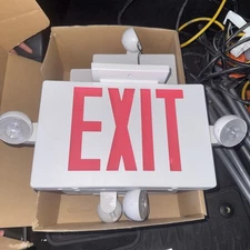 ULINE Ultra Bright LED Decorative Red Exit Sign & Emergency Light  Combo