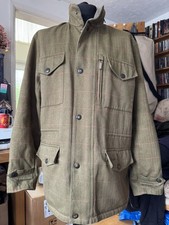 Barbour Sapper Green Check Tweed Sporting Shooting Waterproof Coat Jacket Large