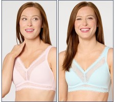 Maya J Women's Bra Sz L Breezies Lace Soft Support Wirefree White A634606