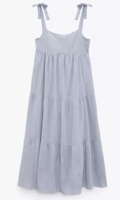 Zara Stufenkleid aus Baumwolle in hellblau - Größe M - gebraucht - portofrei