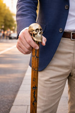 38"Skull Head Handle Walking Cane, Gentleman  s Walking Stick, Grandfather Travel