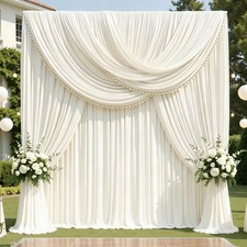 Ivory Backdrop Curtains For Parties Wrinkle Free Photo Drapes 12x10 Ft 2 PCS