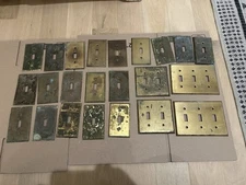 Vintage Light Switch Plate Cover Lot Of  23 Antique Brass Ge Bryant Etc