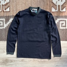 Balenciaga Paris Navy Blue Abstract Print Back Long Sleeve Top Sweater Size M/L