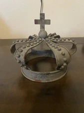 Metal Crown Decorative Shabby Chic Green Tone 6” Round