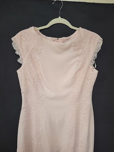 Maggy London Lace Detail Crepe Sheath Dress Pink Size 8 - Picture 4 of 12