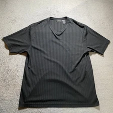 Claiborne T-Shirt Men's Black XXL V-Neck Striped Casual Top
