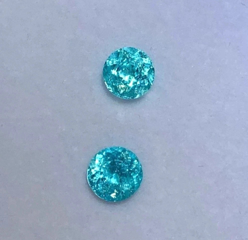 17 Ct Pair GIE Certified Natural Neon Blue Paraiba Tourmaline Round Cut Gemstone