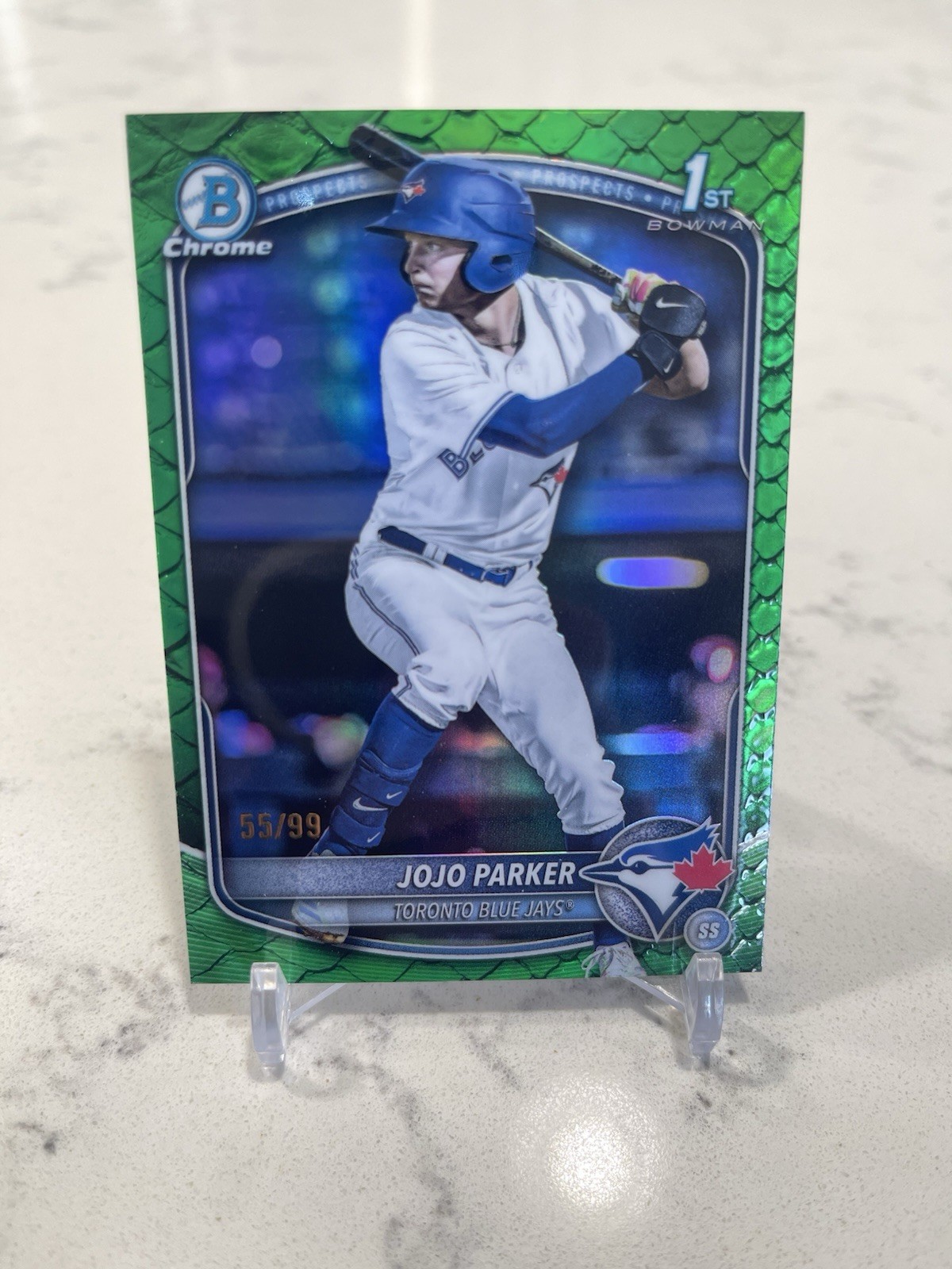 2025 Bowman Draft Jojo Parker 1st Chrome Green Reptilian Refractor /99 Blue Jays