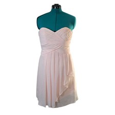 David's Bridal Pink Strapless Chiffon Dress Party Cocktail Formal Size 6