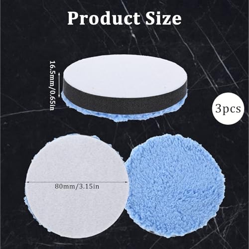 3 Pcs Polishing Pads, Buffing Pads, Microfiber Polishing pad for Car 