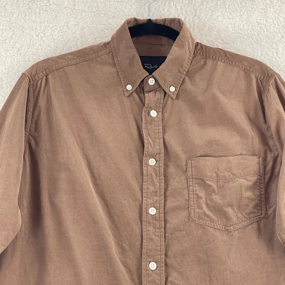Rails Button-Up Shirt Mens Medium Brown Corduroy Long Sleeve Casual 100% Cotton - Image 3 of 4