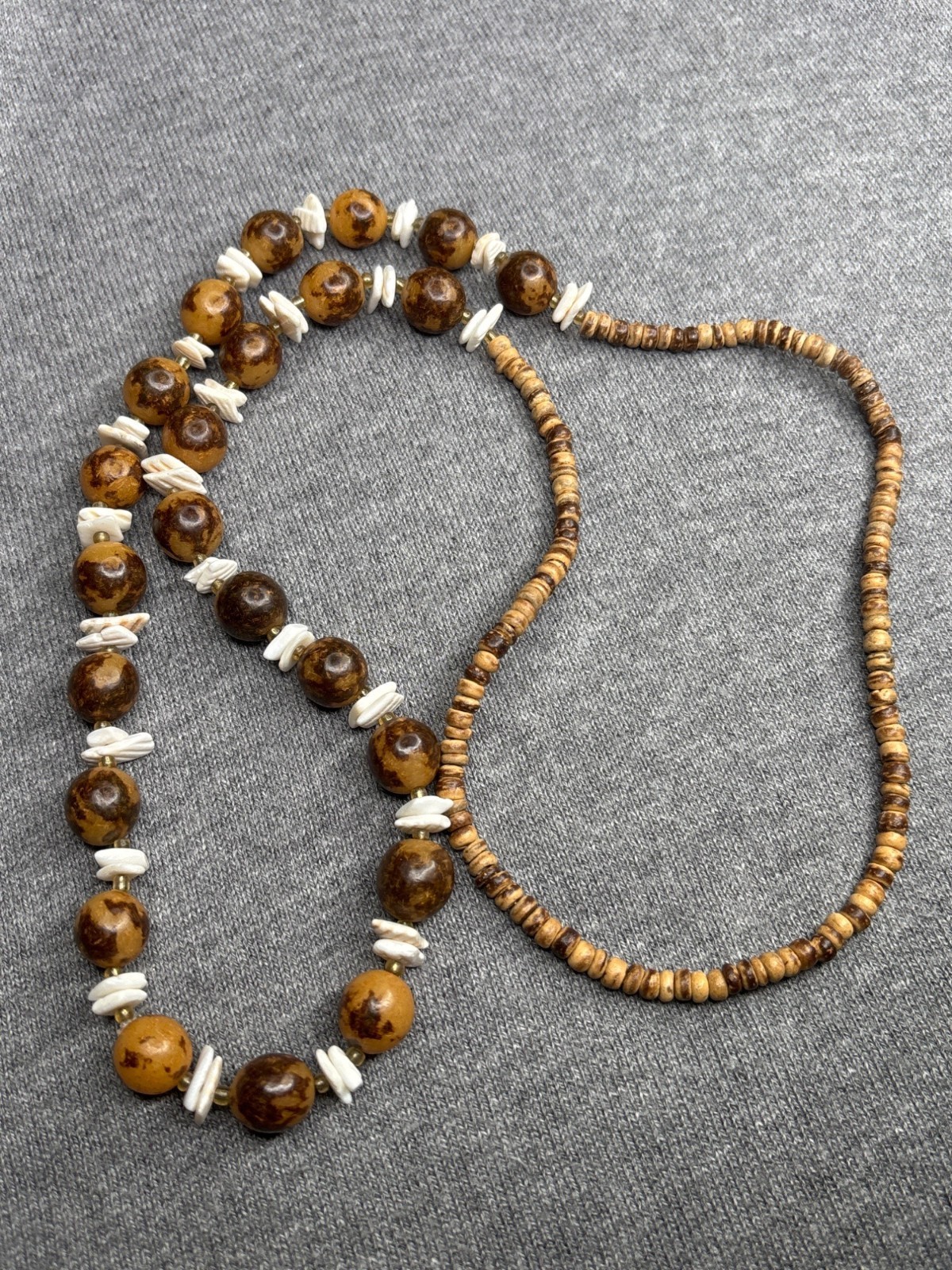 Artisan Coconut Shell Chip Beaded Statement Neckl… - image 1