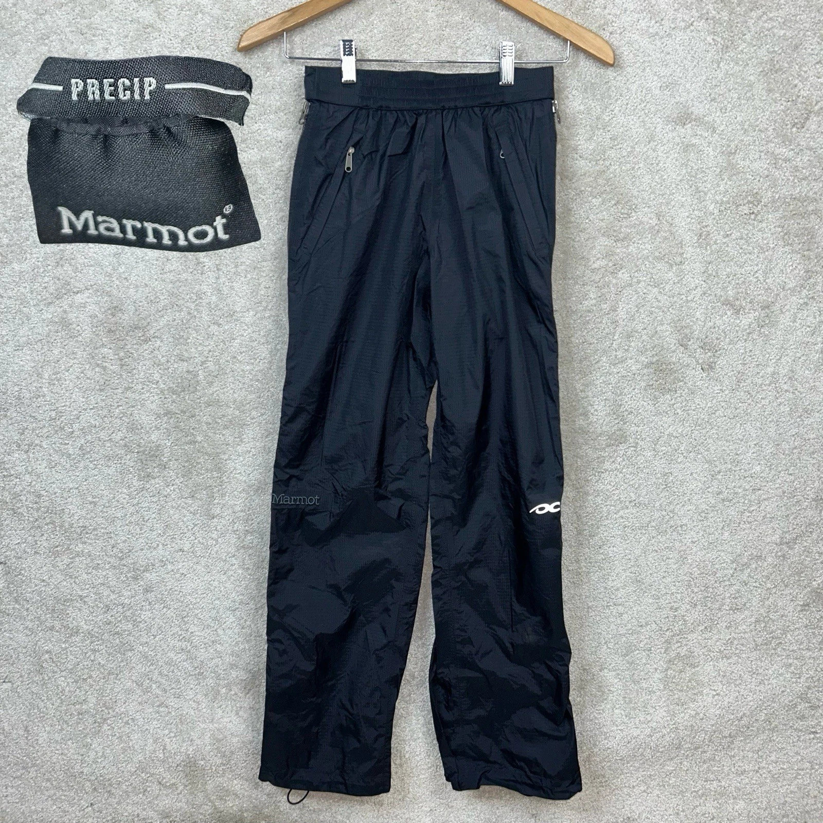 Marmot PreCip Women's Black Rain Waterproof Hiking Full Zip Pants Small Short