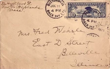 Massachusetts Back Bay Sta Boston 1928 numeral duplex  1897-1930  10c Lindbergh