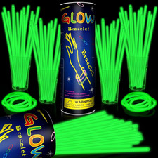 200 Pack 8'' Glow Sticks Bulk Party Favors Green Light up Sticks with Connectors