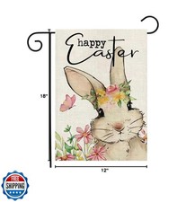 Easter Garden Flag 12x18 Inch Double Sided Small Burlap Outside Butterfly Flo...