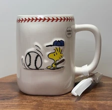 Rae Dunn X Peanuts Snoopy BALL GAME  Double Sided 21 Fl Oz Ceramic Mug Gift