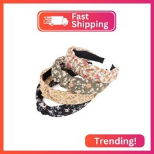 DRESHOW Headbands for Women and Girls Flower Printed Knotted Plastic Head Band F